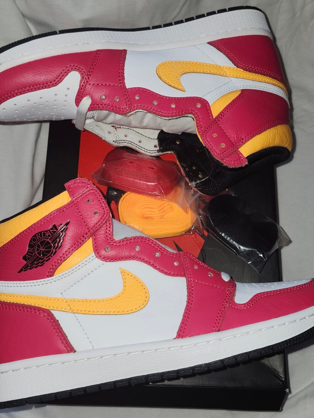 Air Jordan Style Kids' Pink and Yellow High-Top Sneakers